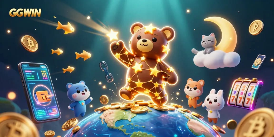 Engage with GGWIN's vibrant online casino scene featuring constellations and slot elements.