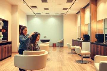 Hair salon in San Diego showcasing expert hairstylists applying highlights in a modern, inviting space.