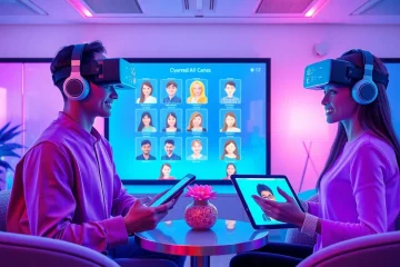 Engaging interaction with crushon ai's advanced AI avatars in a modern lounge.
