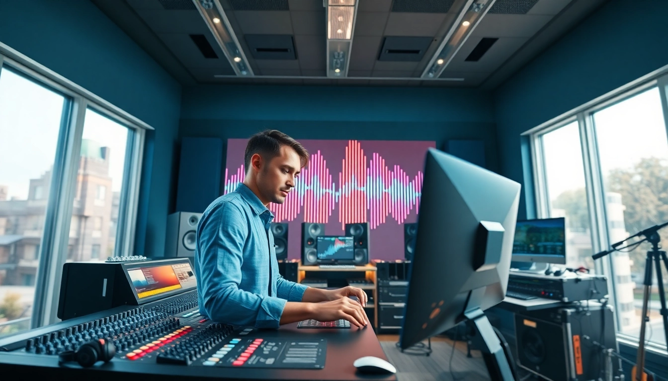 Engage in online mastering with a professional audio engineer in a modern studio.
