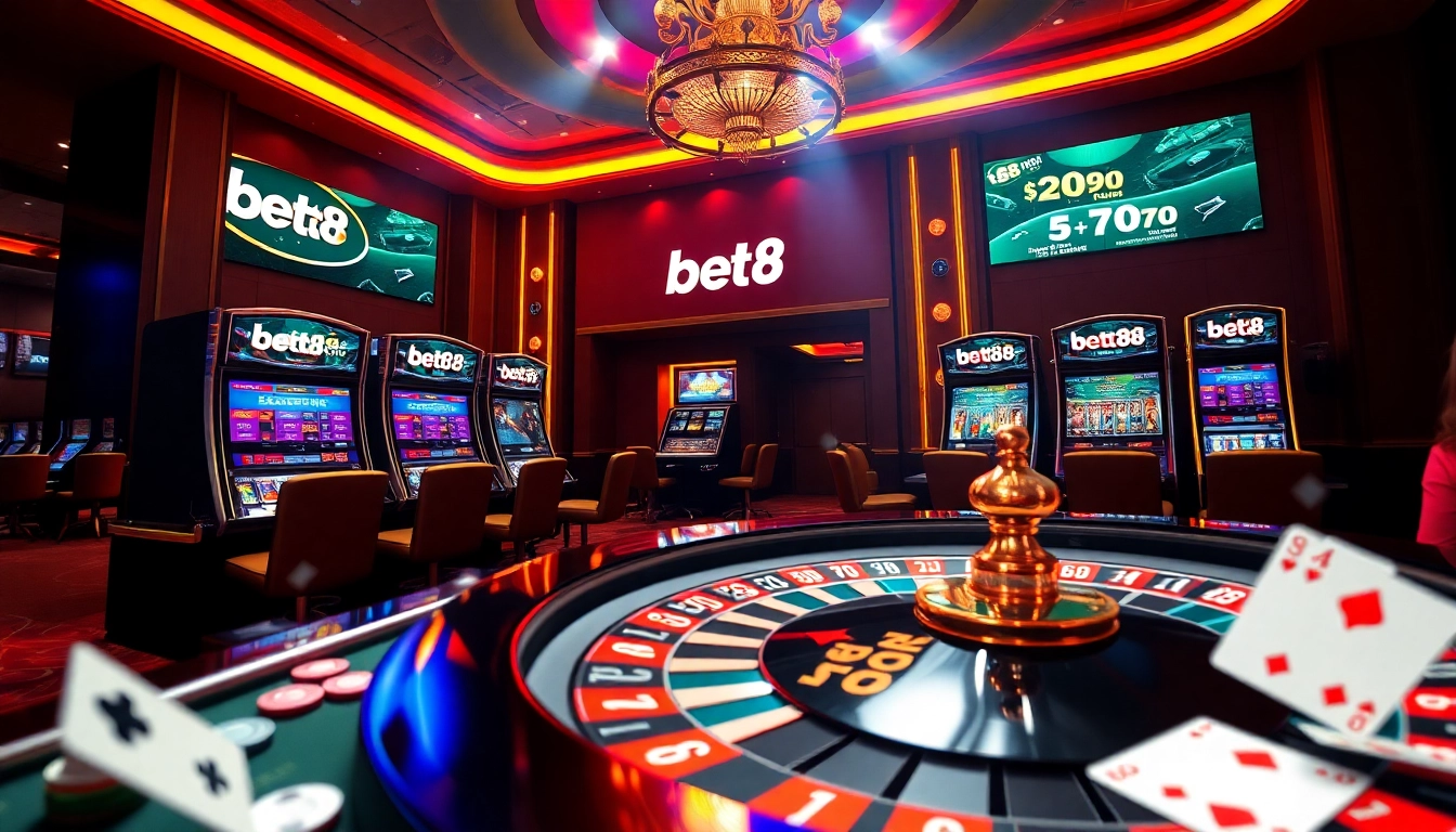 Experience the excitement of Bet88 with casino tables and vibrant gaming action.