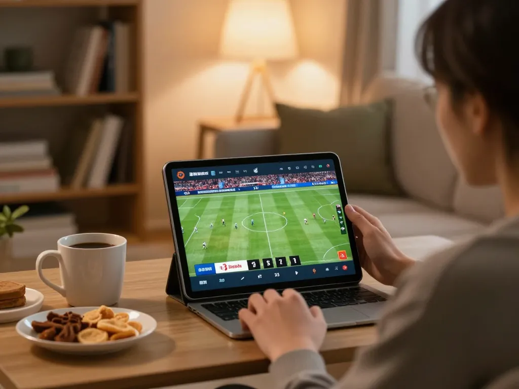 Watch xem trực tiếp bóng đá on tablet with engaging user interface in cozy home environment
