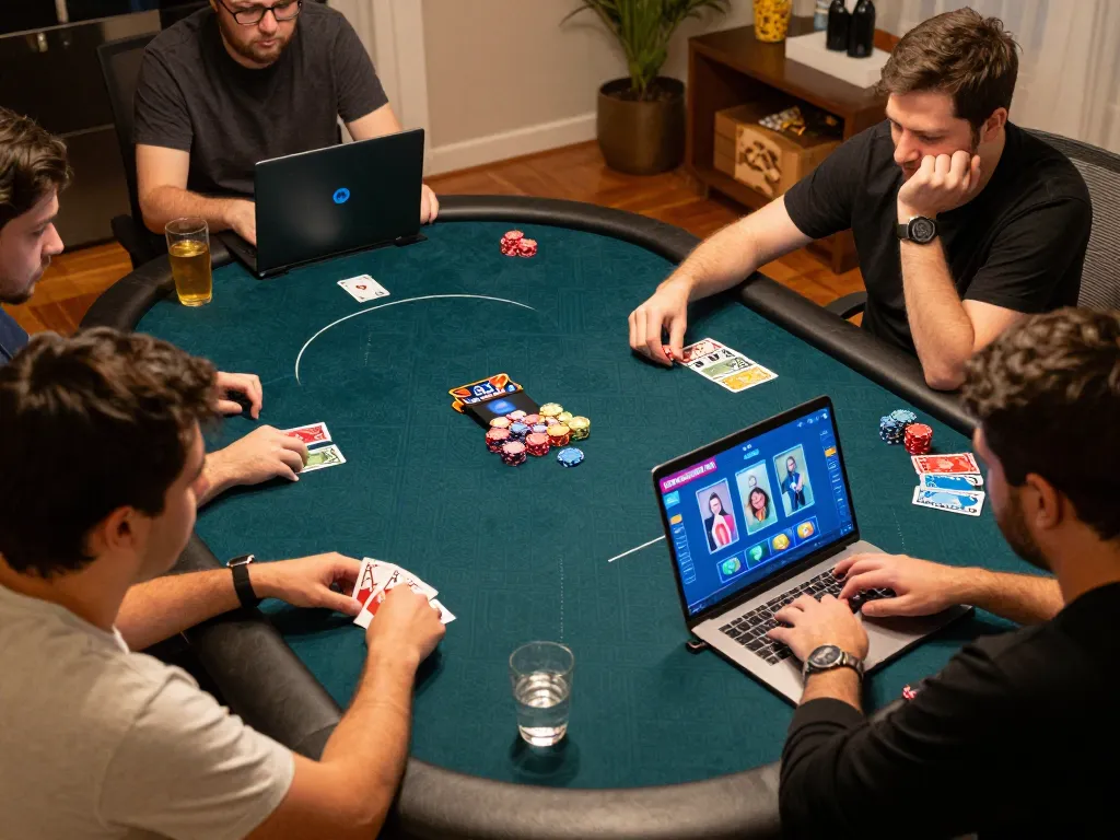 Cổng game Vk88 offers an exciting online poker experience with players strategizing in dynamic gameplay.
