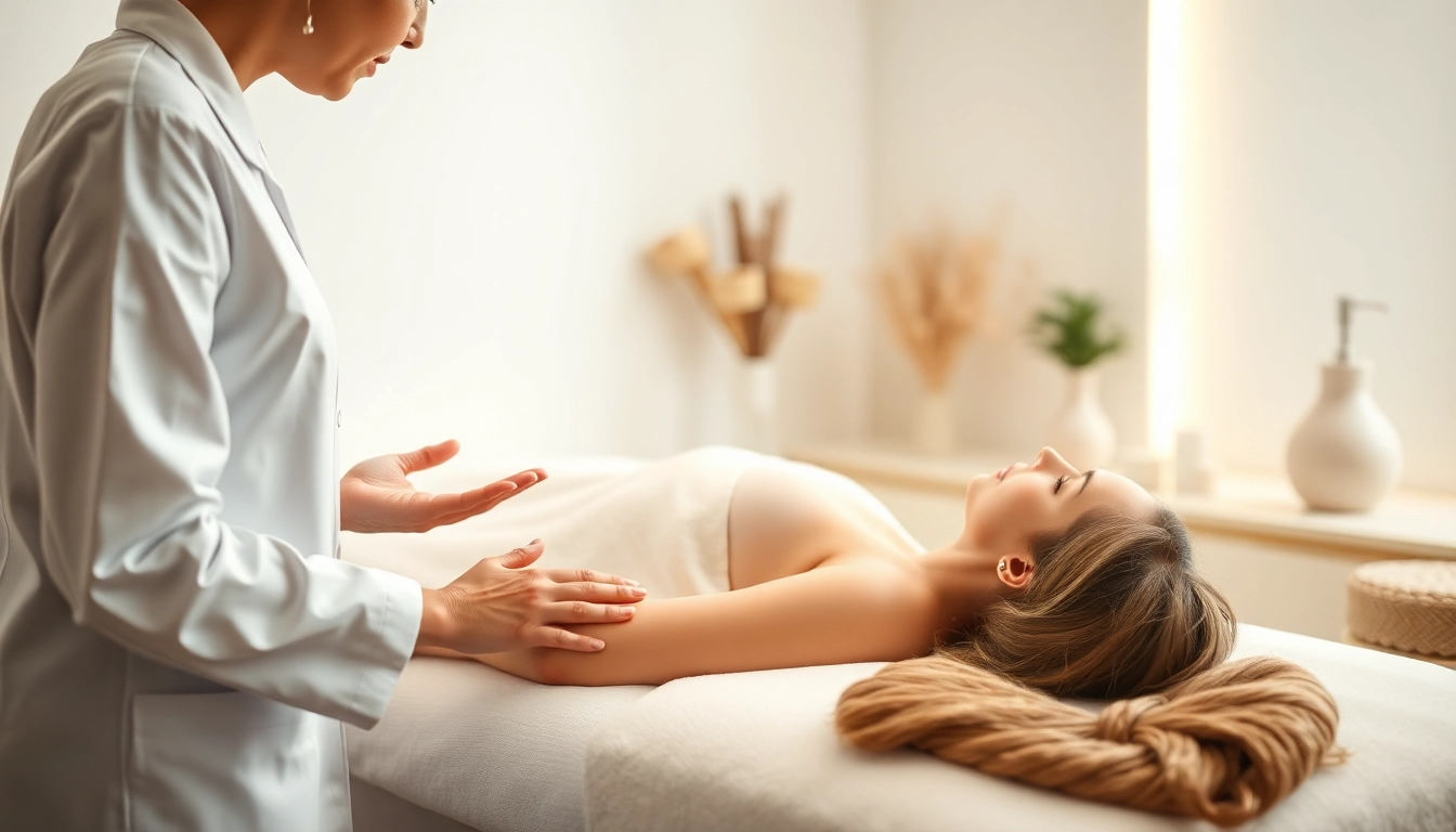 Client views anal bleaching before and after in a tranquil spa during a professional consultation.