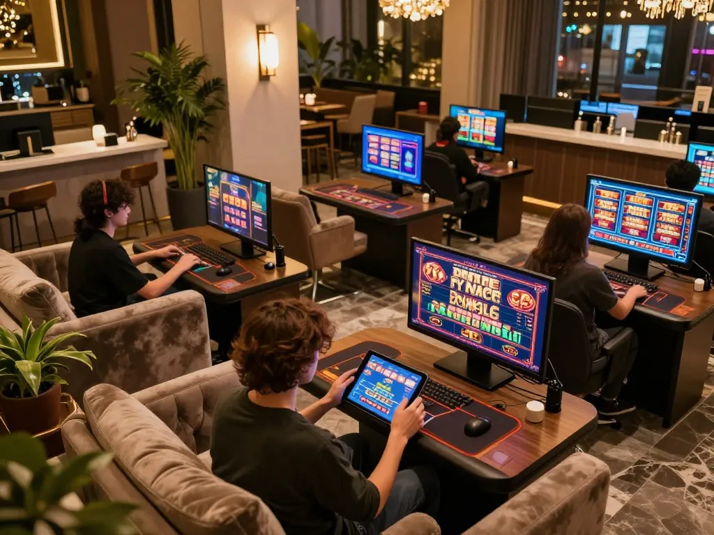 Experience gaming at Nhà cái ko66 with an inviting online lounge atmosphere and tablet gameplay.