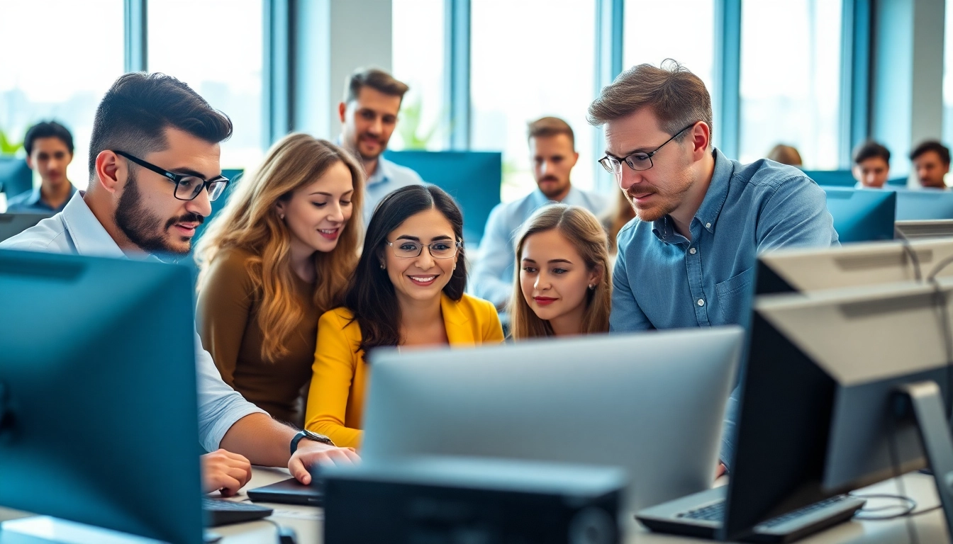 Find leading msp companies near me collaborating in a modern office space.