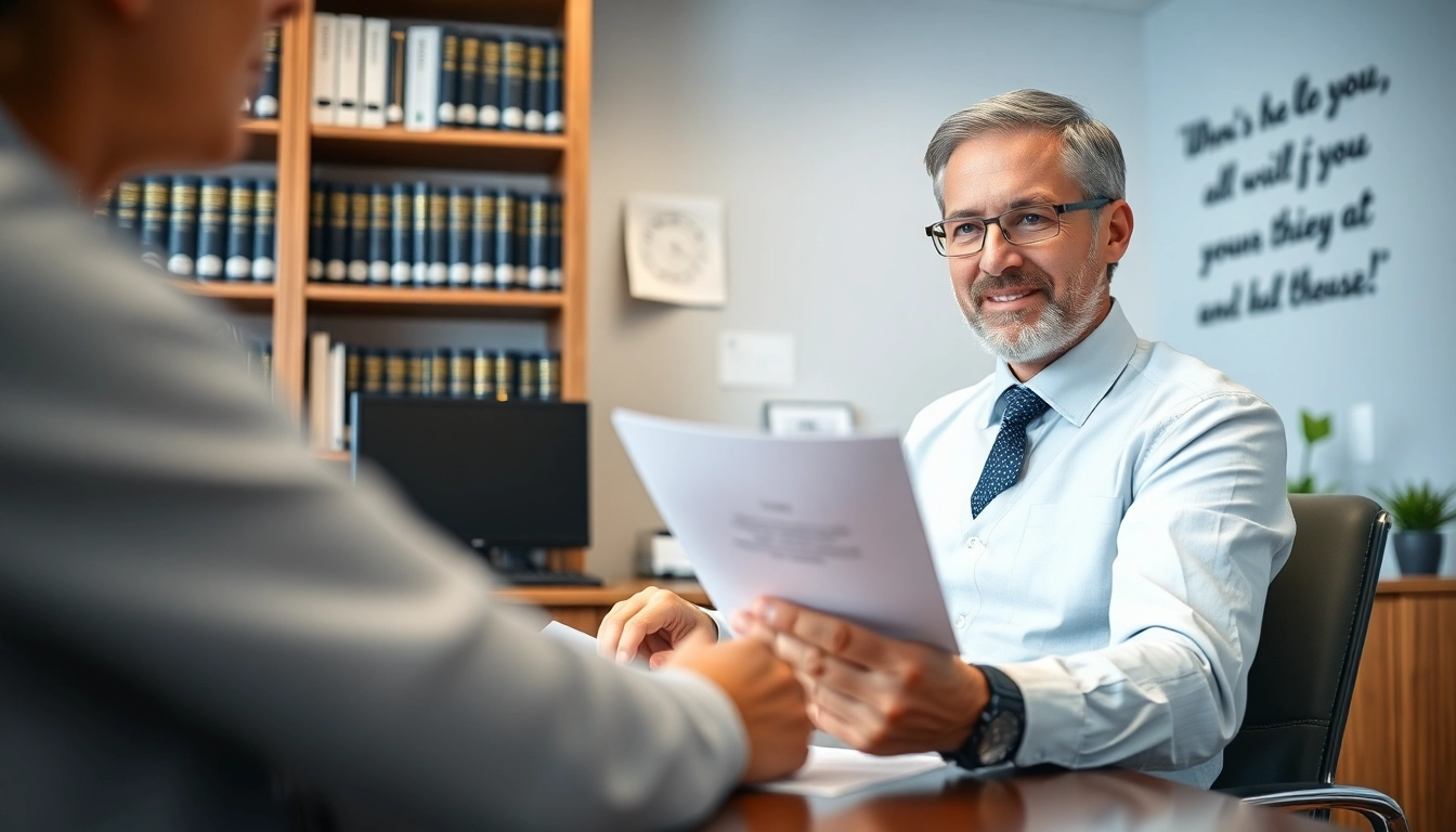 Clearwater truck accident lawyer consulting with a client in a professional setting, showing engagement and expertise.