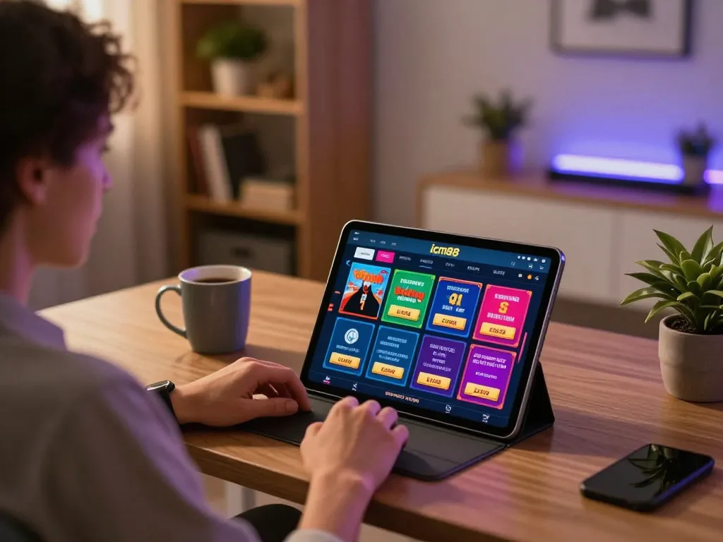 Experience engaging online gaming on icm88 platform in a cozy home setup