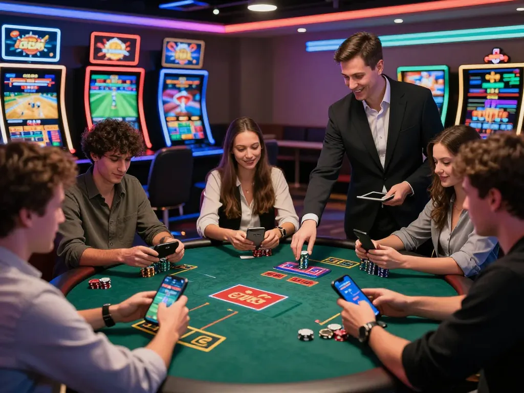 Engaging online gambling atmosphere showcasing players enjoying 8KBET's diverse gaming options in a vibrant digital casino.