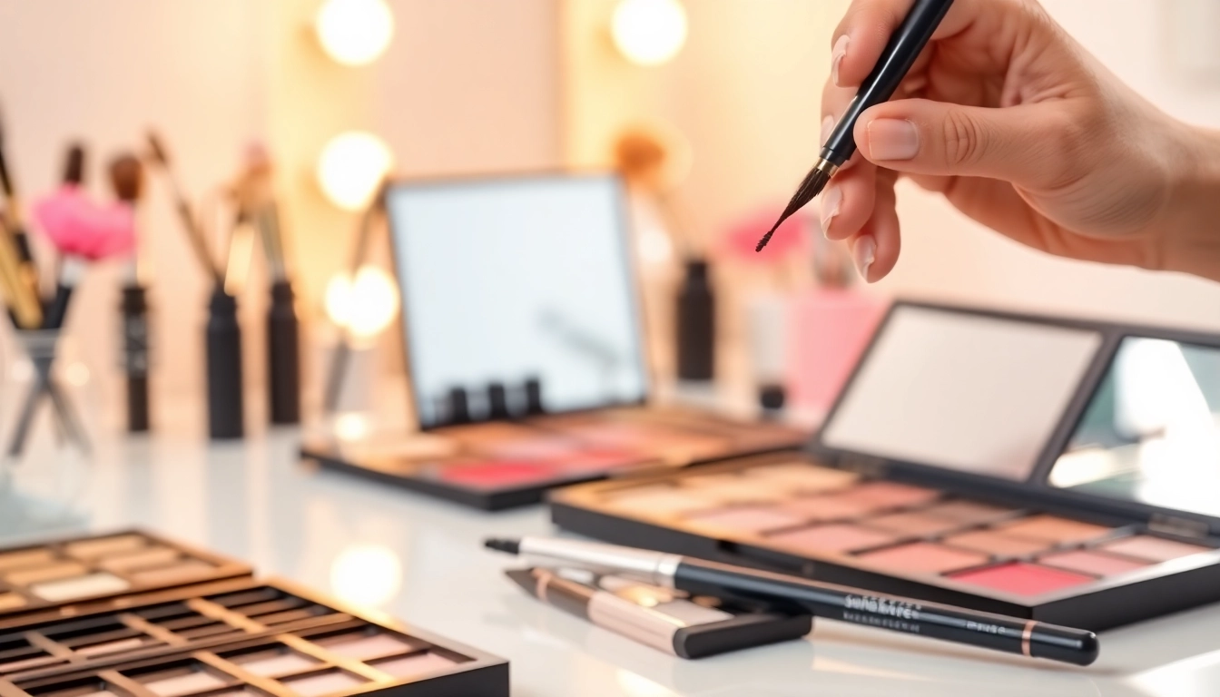 Use the skone cosmetics brow wand for precise and flawless eyebrow styling on a cosmetician's vanity.