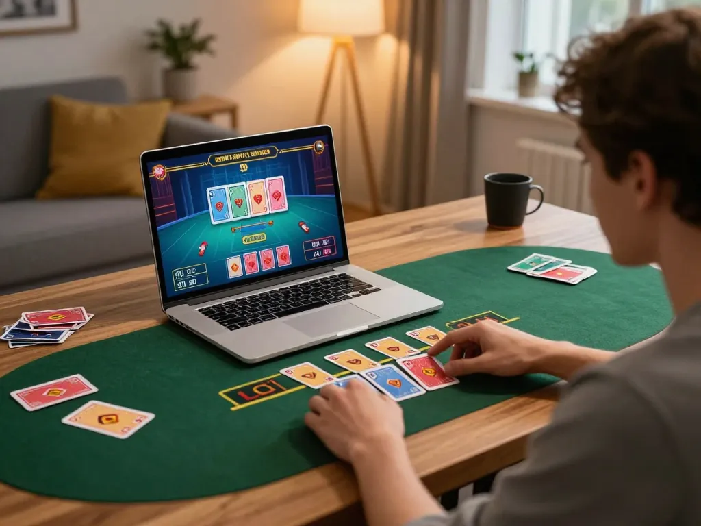 go88vv player enjoying live dealer game on laptop in a cozy home setting
