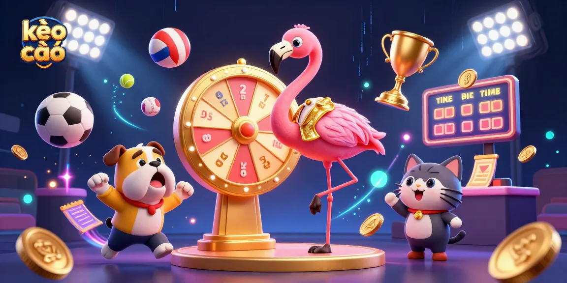 Engaging kèo nhà cái scene with characters celebrating sports betting excitement, highlighting dynamic gameplay.