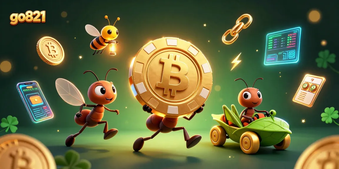 Experience winning strategies at go821 with dynamic 3D cartoon ants running a heist in a rich casino scene.